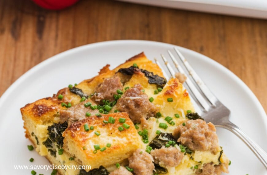Savory Christmas Bread Pudding with Sausage and Kale