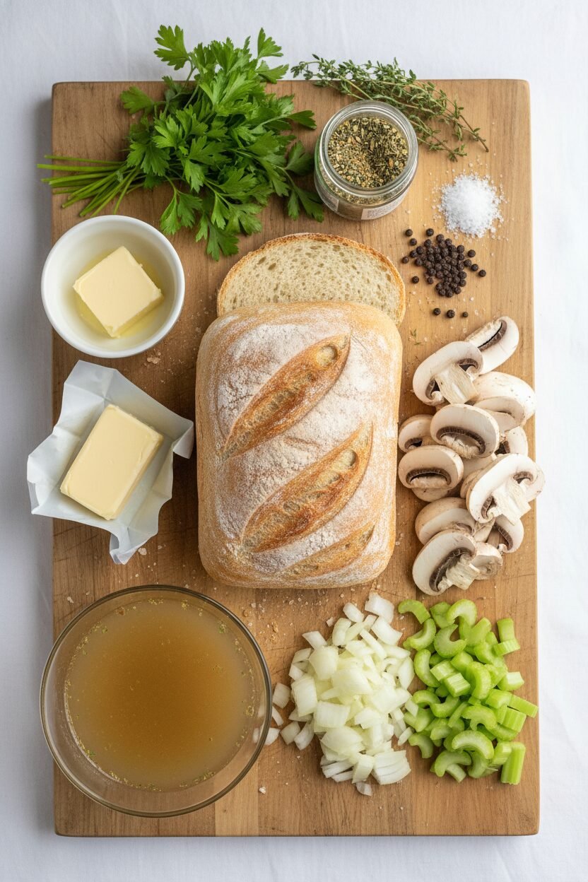 Savory Mushroom and Herb Holiday Stuffing