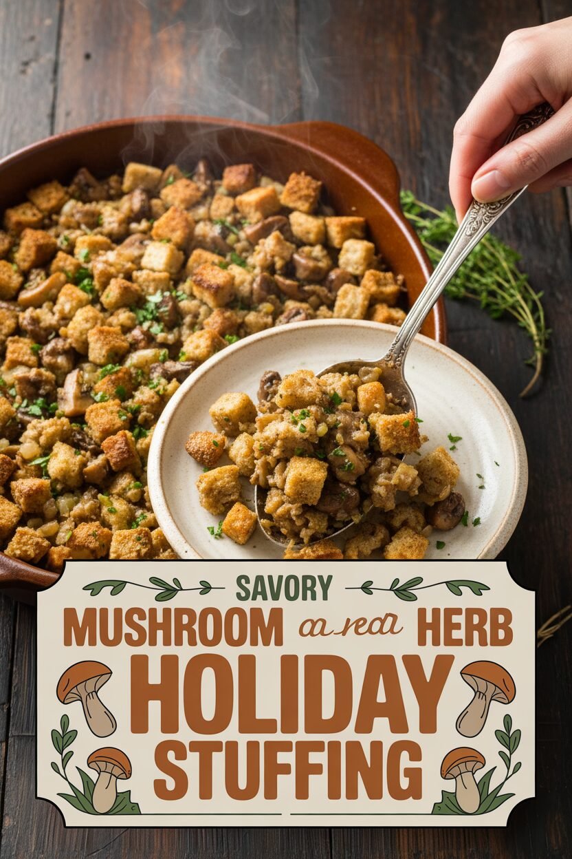 Savory Mushroom and Herb Holiday Stuffing