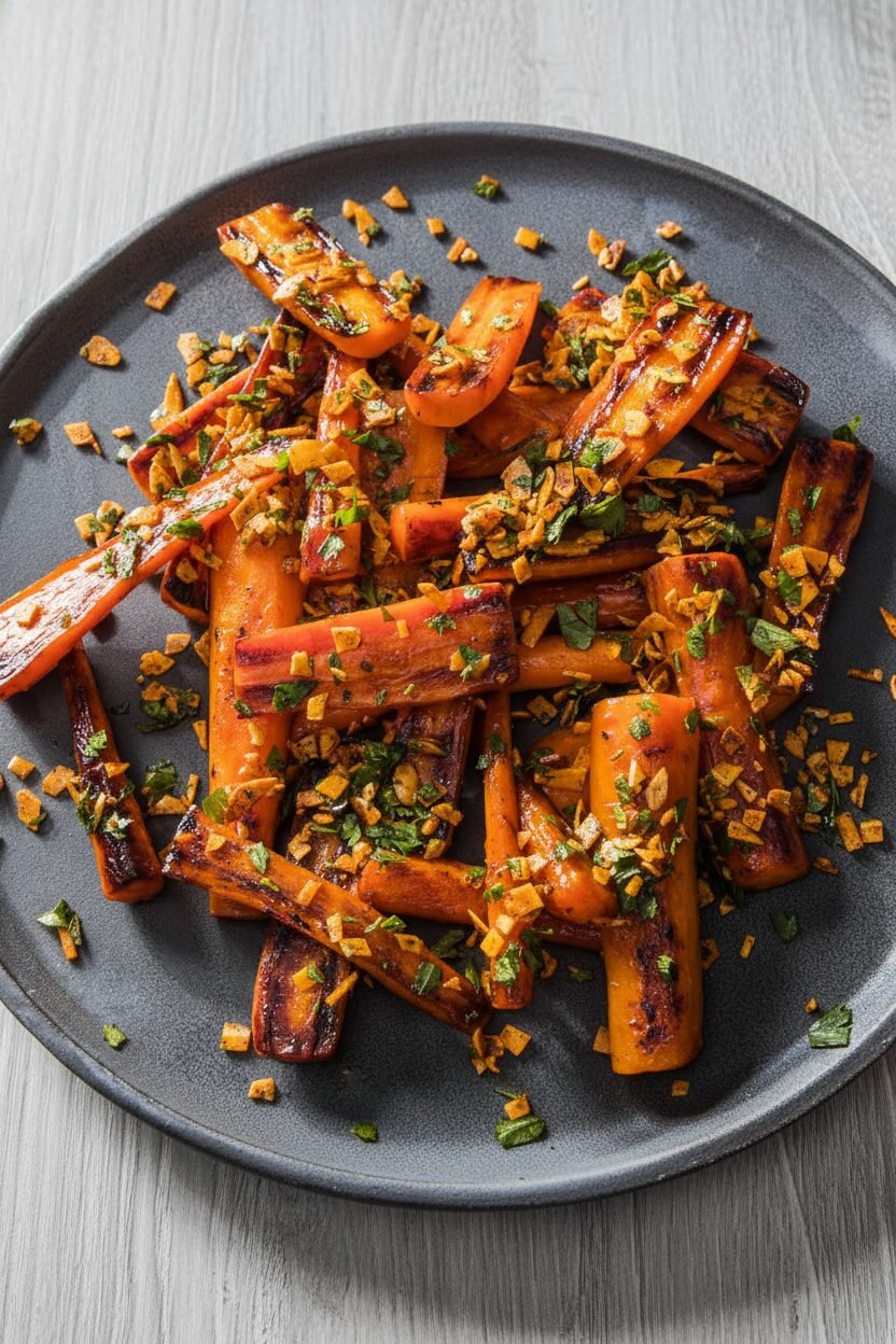 Smoky Almond and Parsley Roasted Carrots