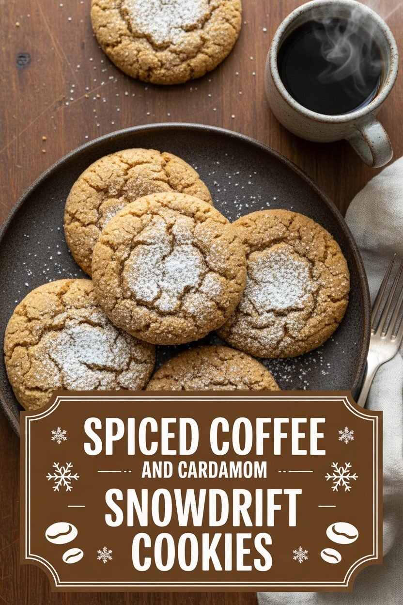 Spiced Coffee and Cardamom Snowdrift Cookies