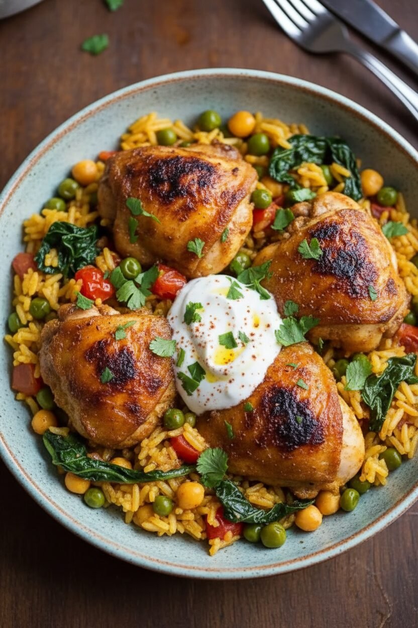 Spiced Moroccan Christmas Chicken and Rice