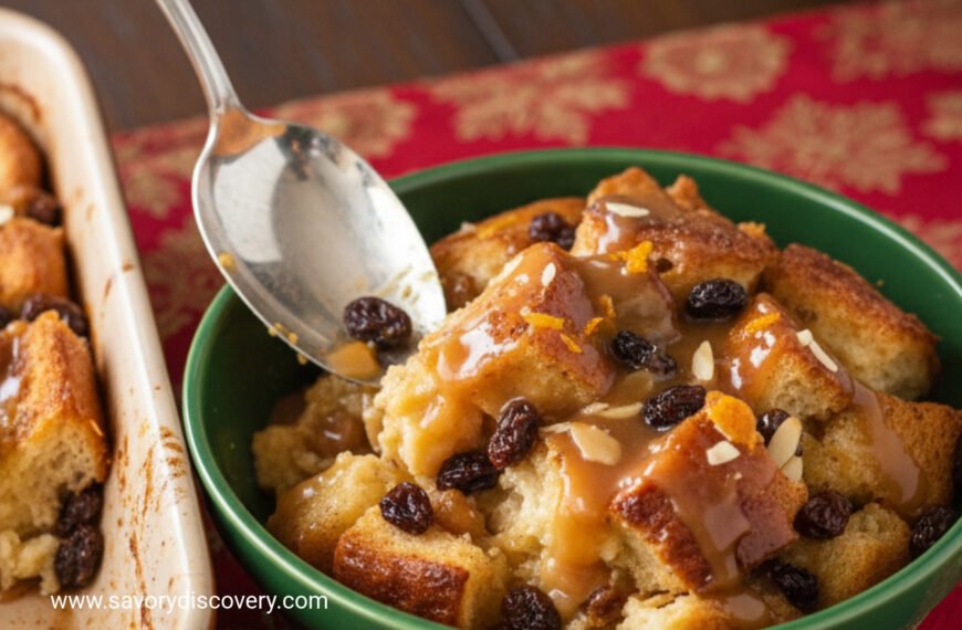 Spiced Rum Raisin Holiday Bread Pudding