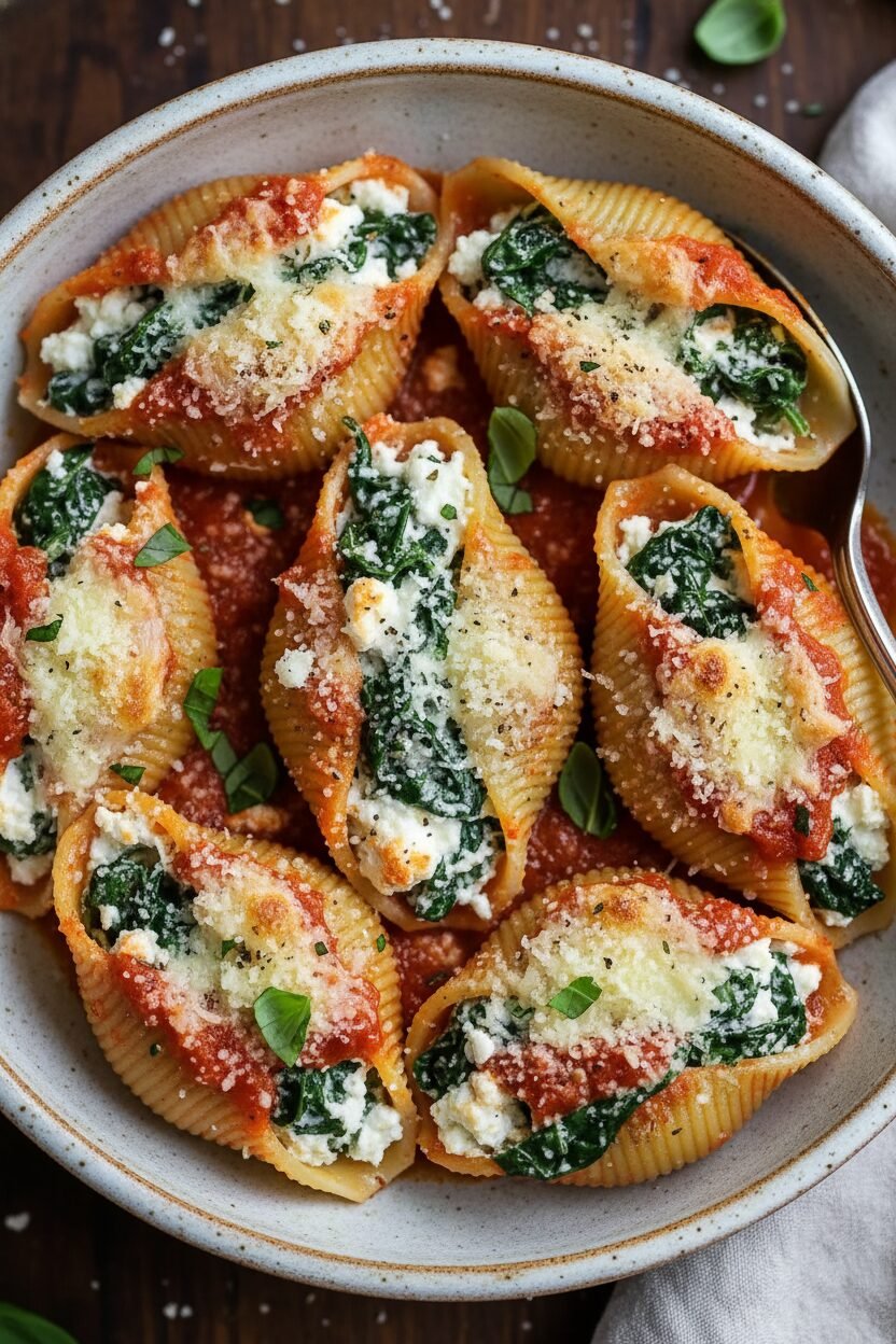 Spinach and Cheese Stuffed Shells Noel