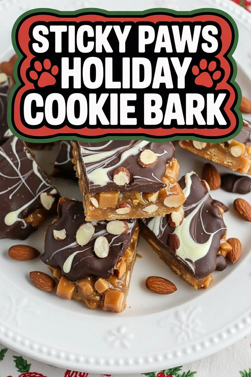 Sticky Paws Holiday Cookie Bark