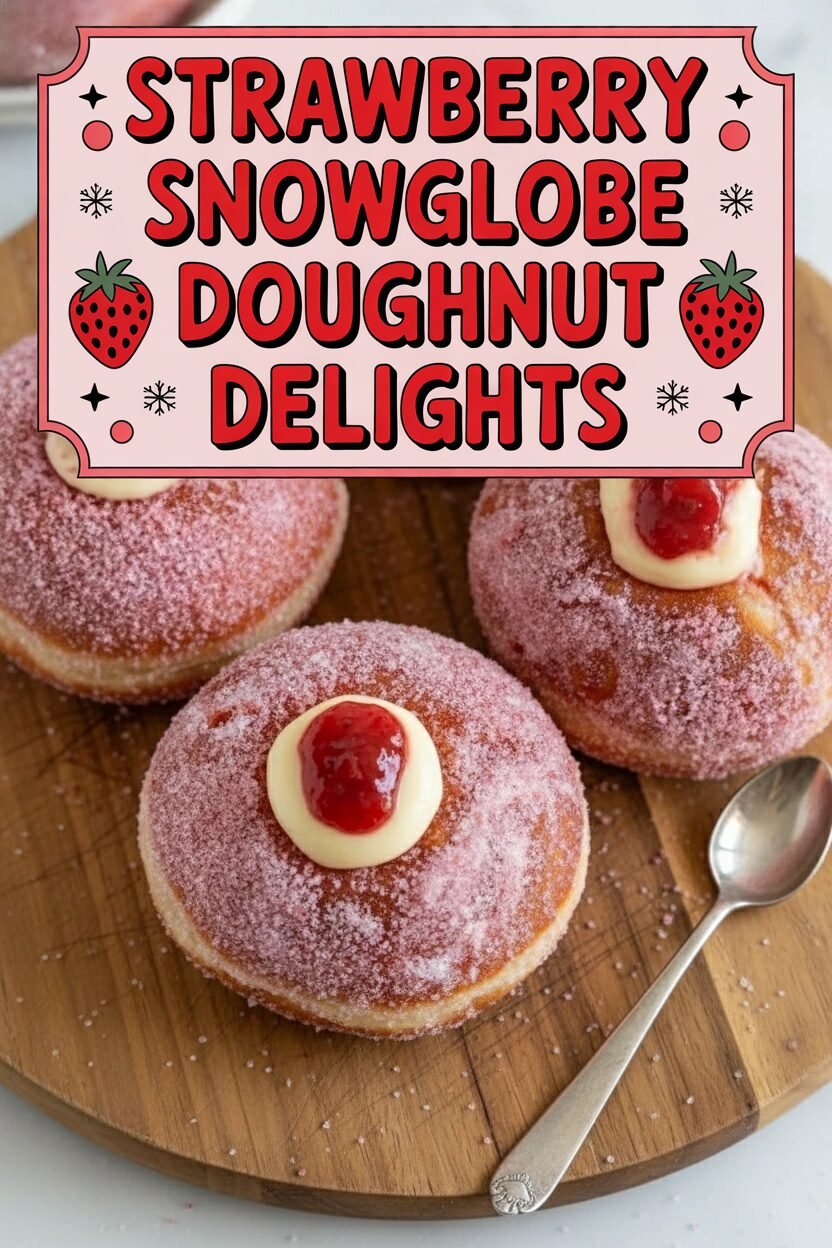 Strawberry Snowglobe Doughnut Delights