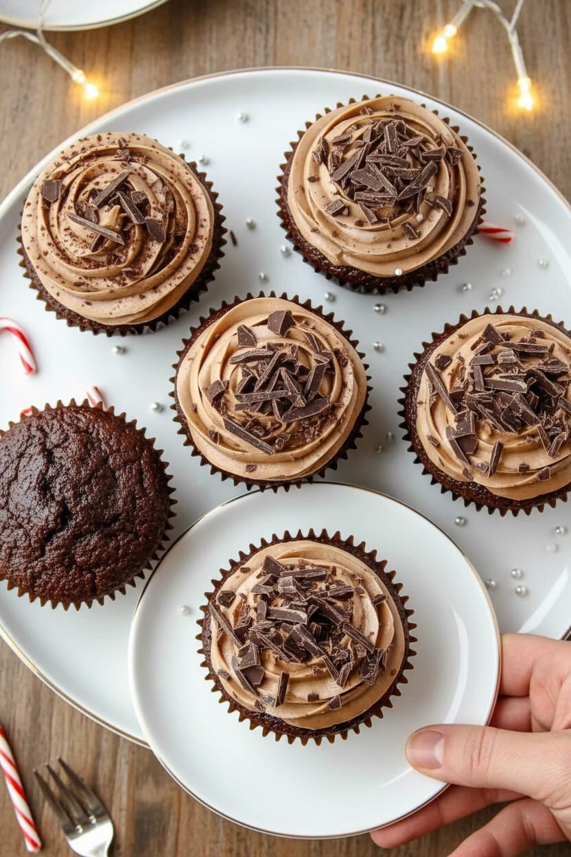 Triple Chocolate Holiday Cupcakes