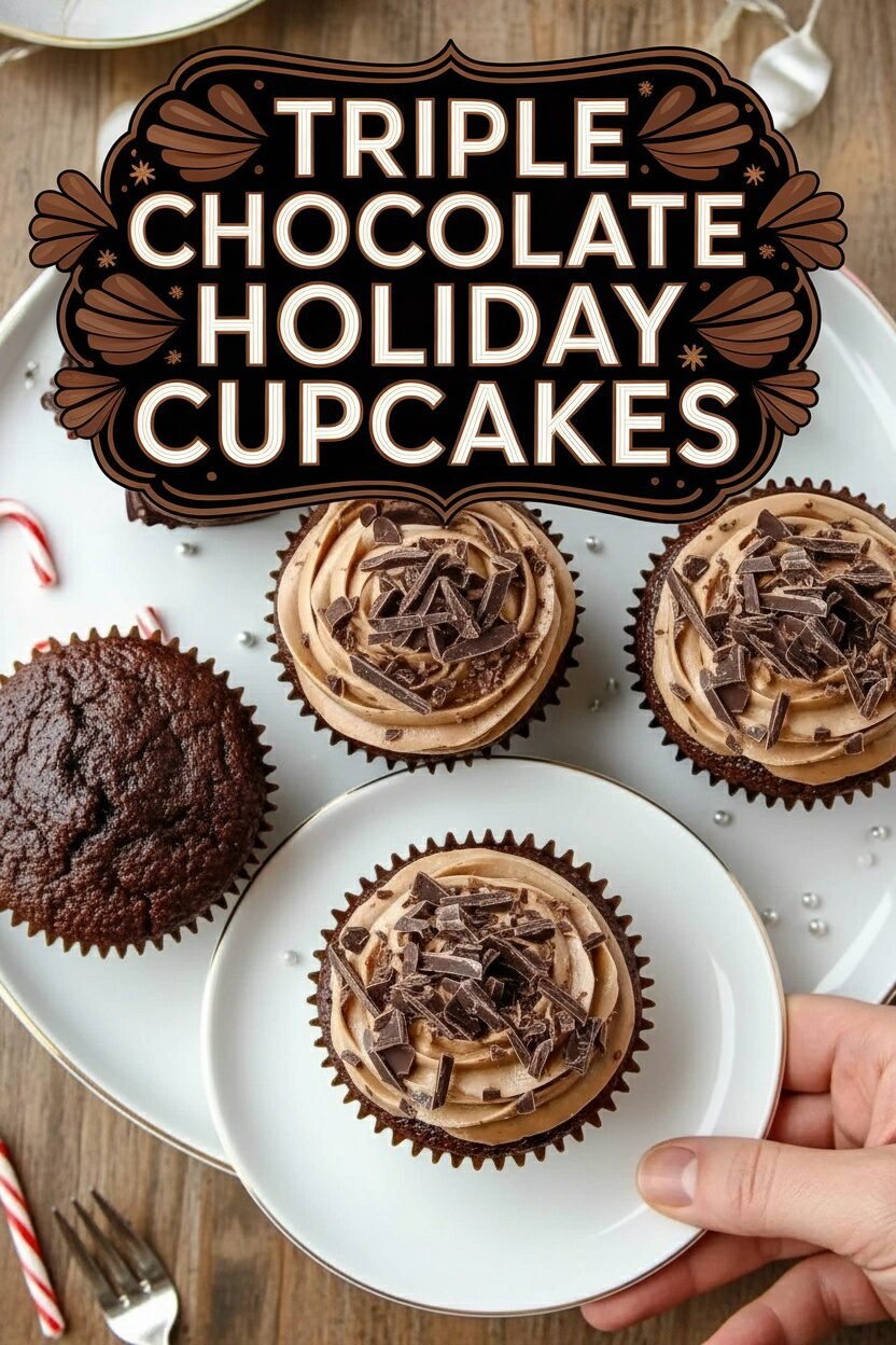 Triple Chocolate Holiday Cupcakes