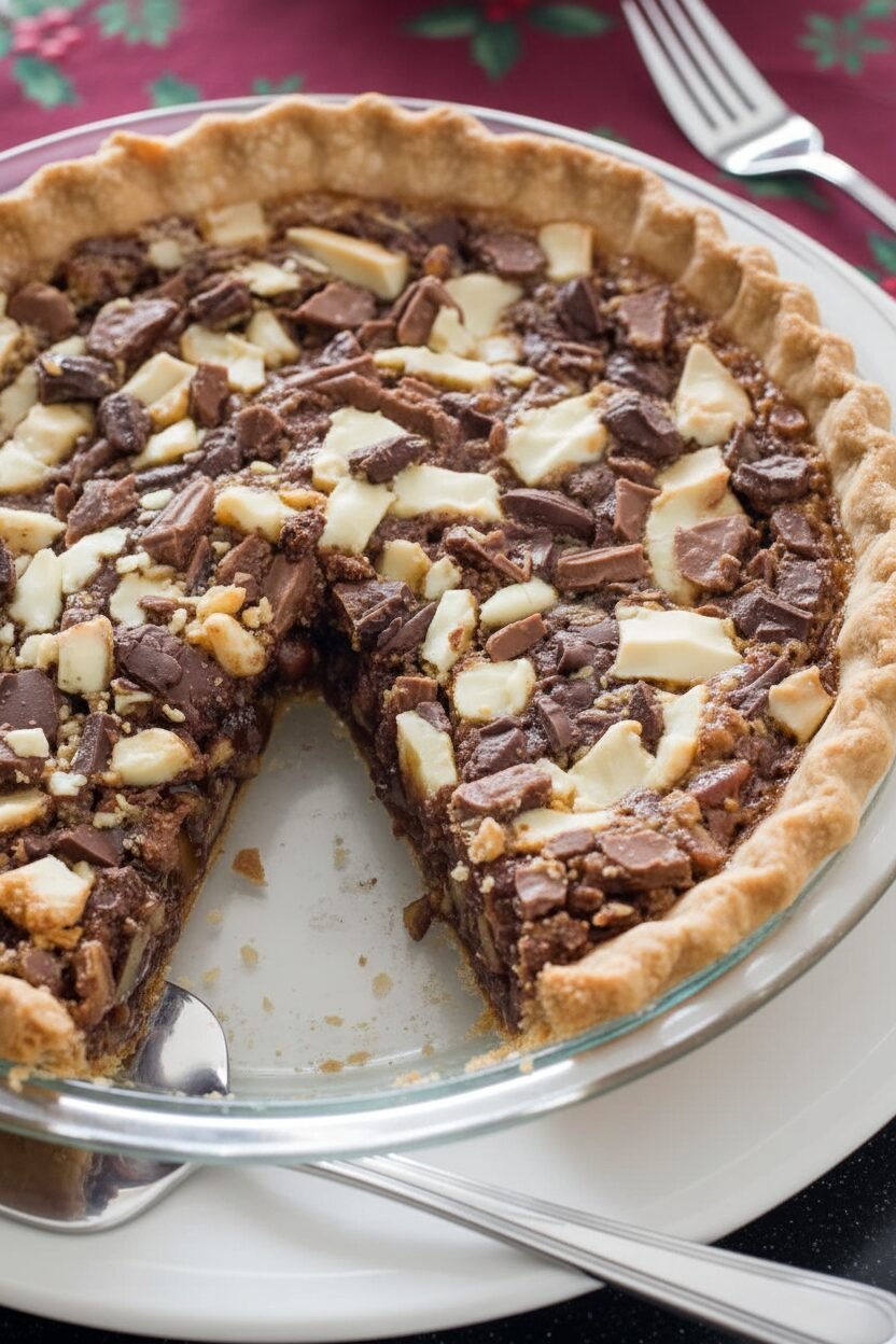 Triple Chocolate Pecan Holiday Pie