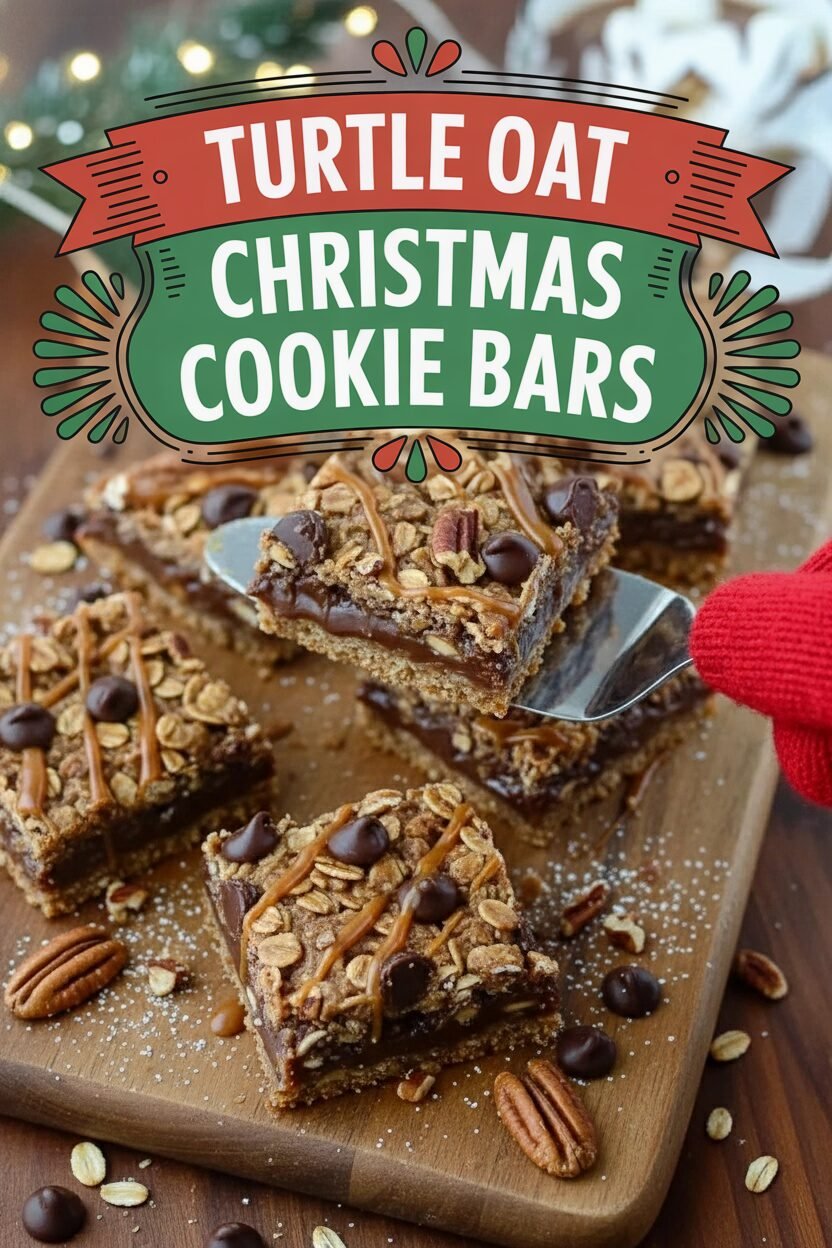 Turtle Oat Christmas Cookie Bars