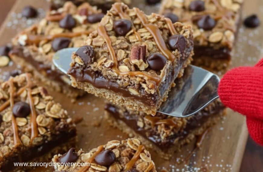 Turtle Oat Christmas Cookie Bars