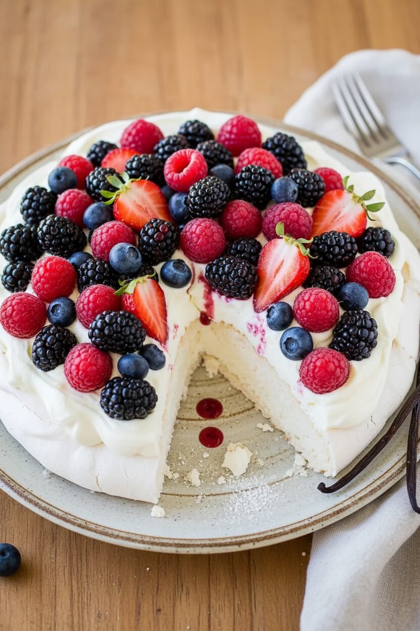 Vanilla Berry Snowdrift Pavlova