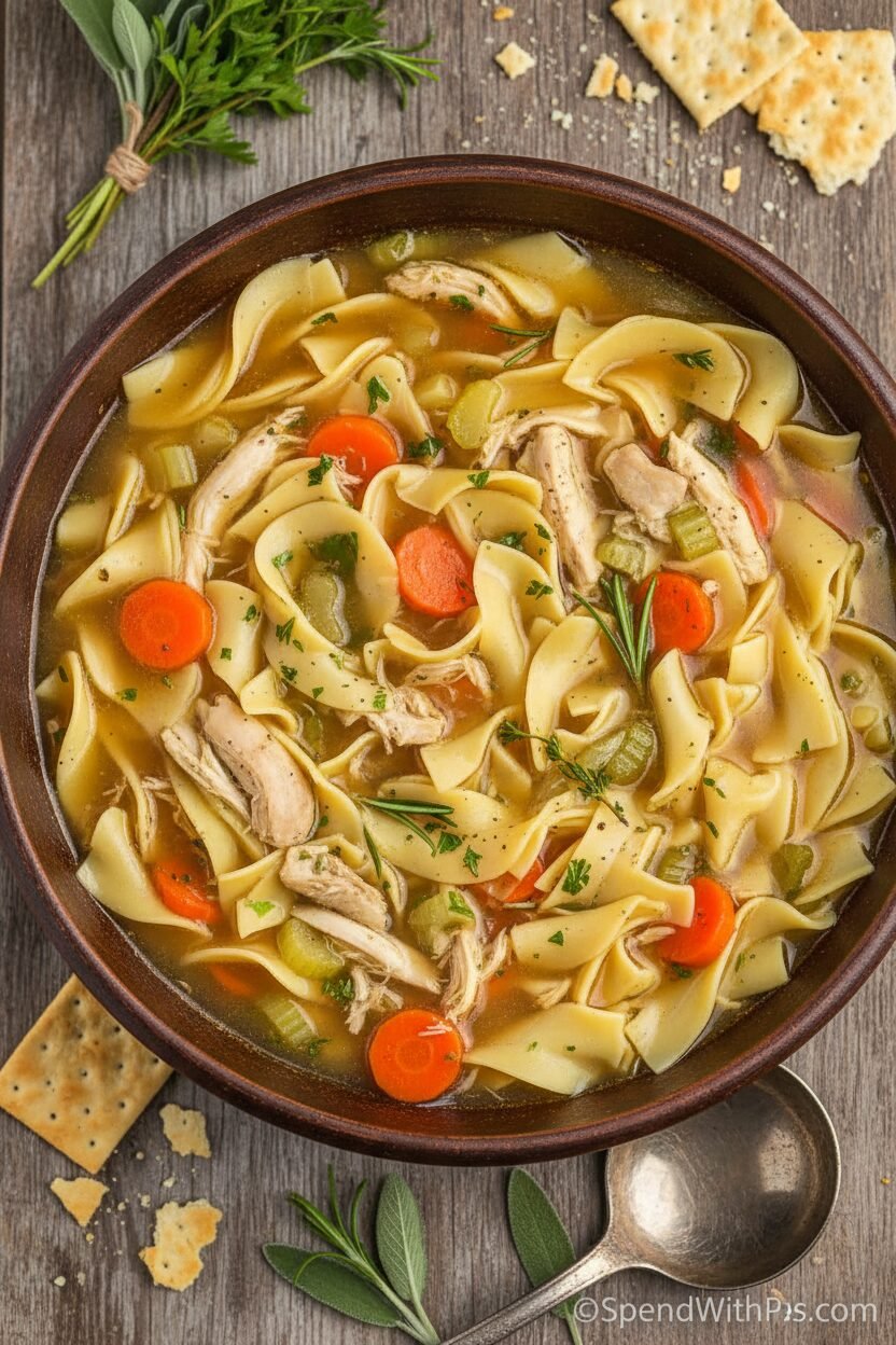 Holiday Broth with Golden Noodles