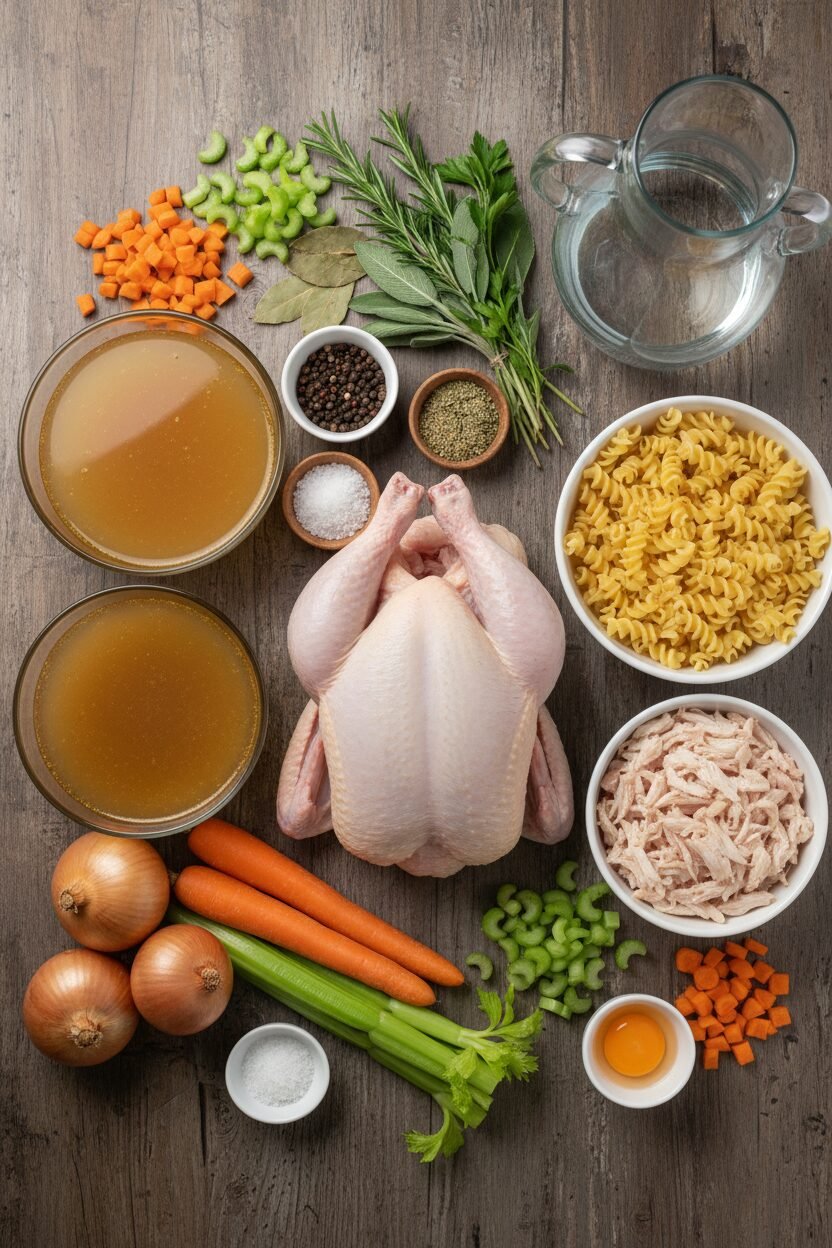 Holiday Broth with Golden Noodles