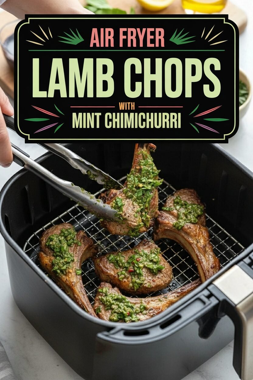 Air Fryer Lamb Chops with Mint Chimichurri