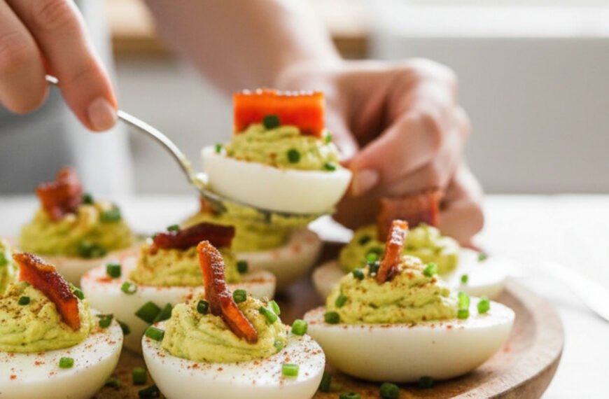 Avocado Bacon Deviled Eggs
