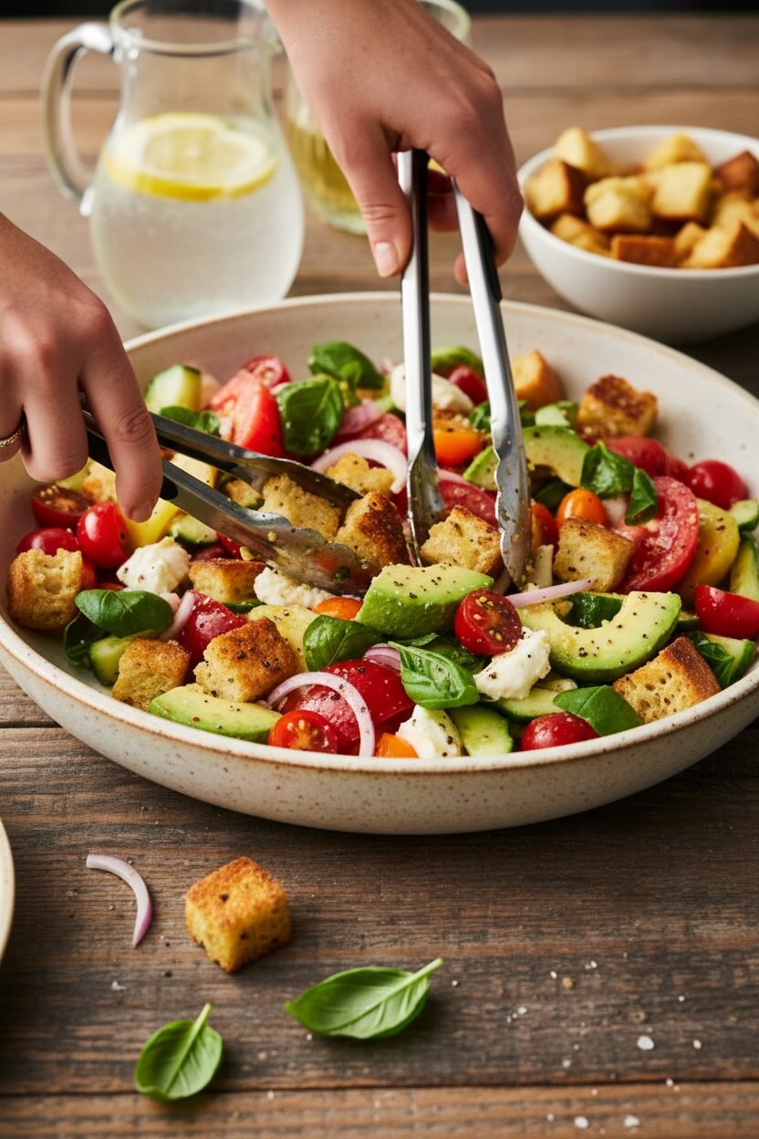 Avocado Panzanella with Quick Lemon Vinaigrette