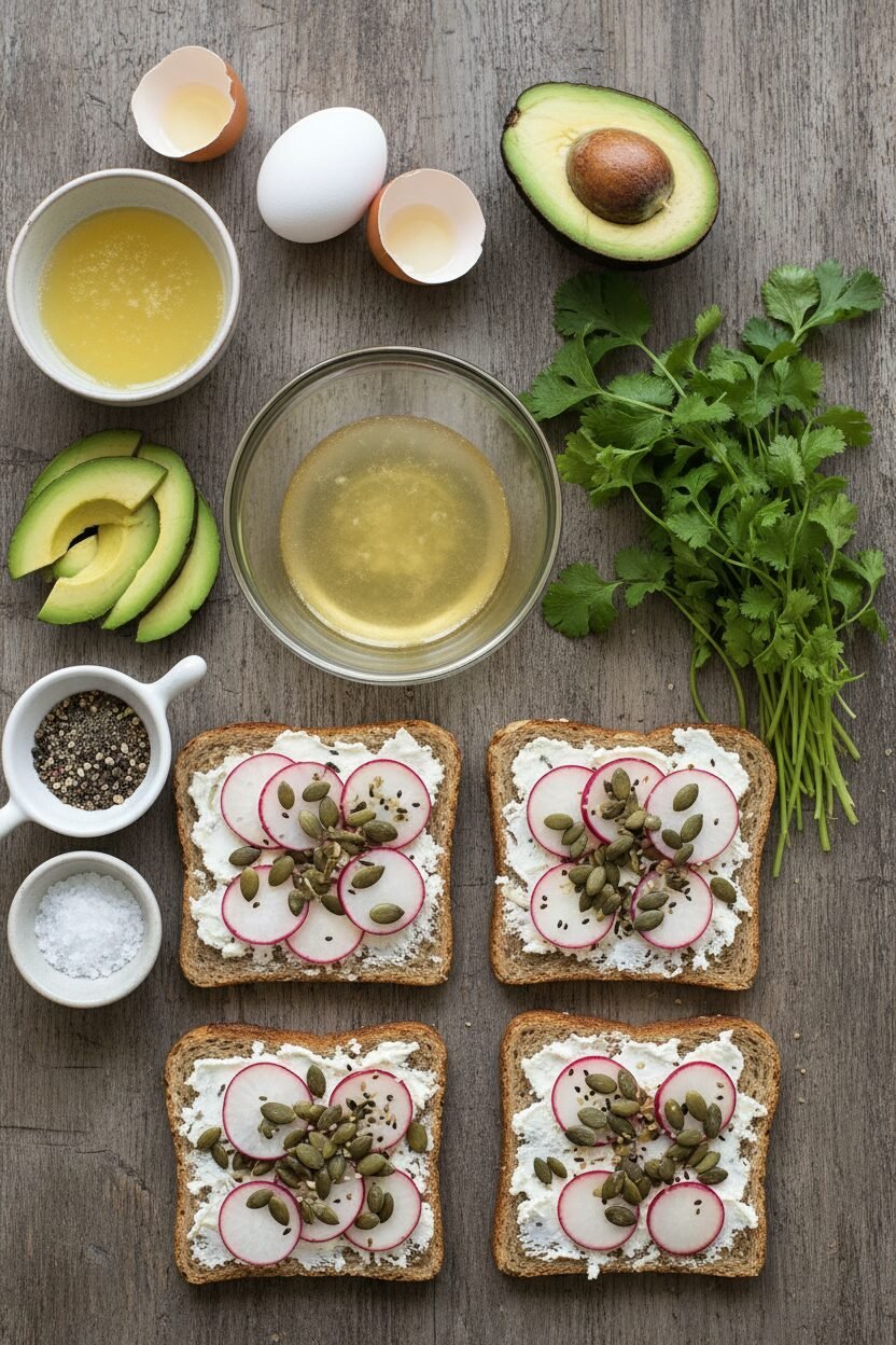 Avocado Toast with Poached Egg and Radish
