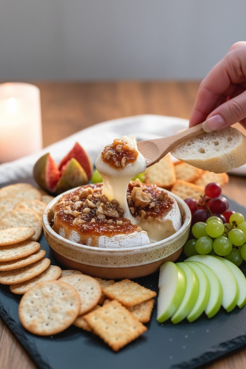 Baked Brie with Sweet Jam and Crunchy Nuts