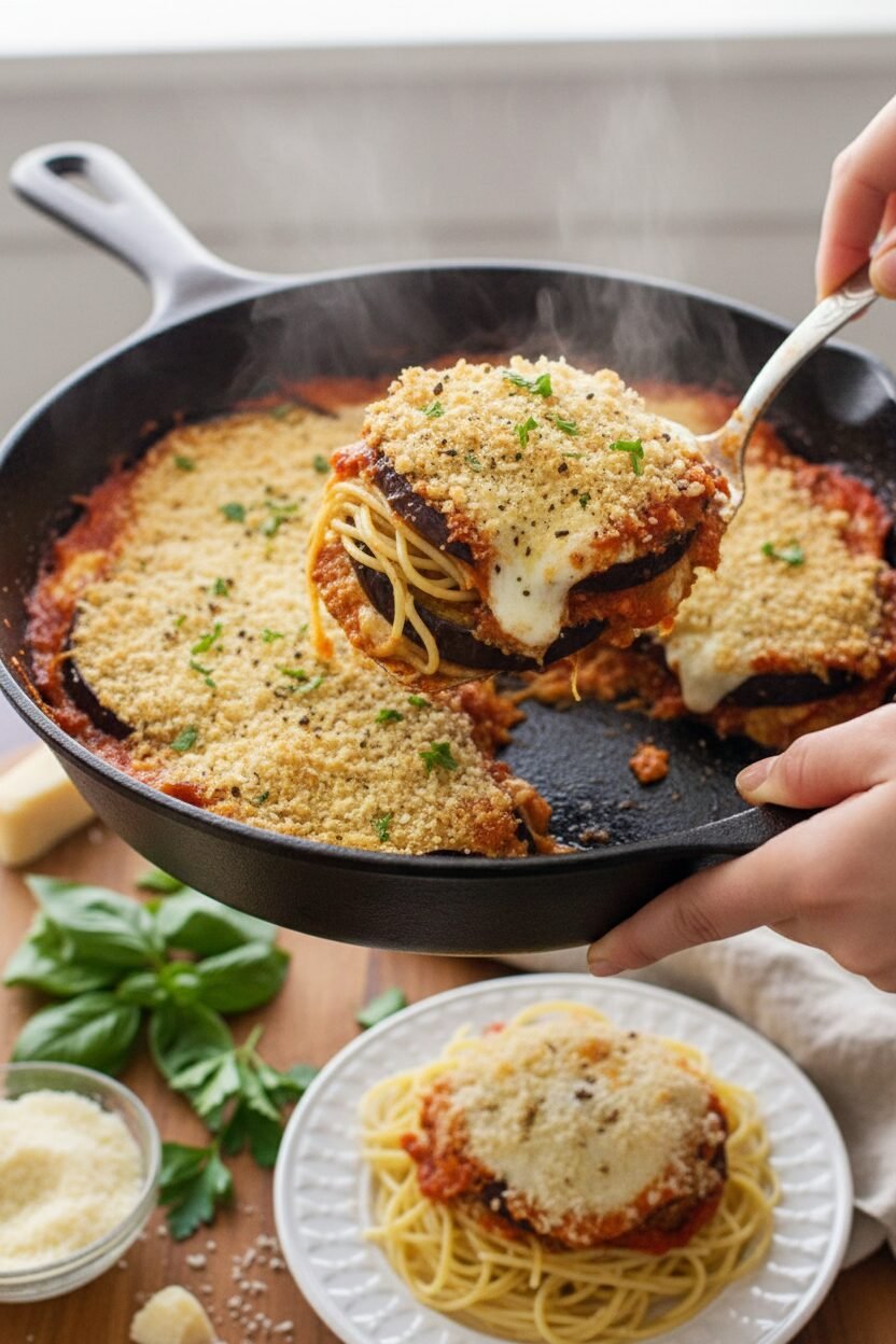 Baked Eggplant Parmesan Skillet