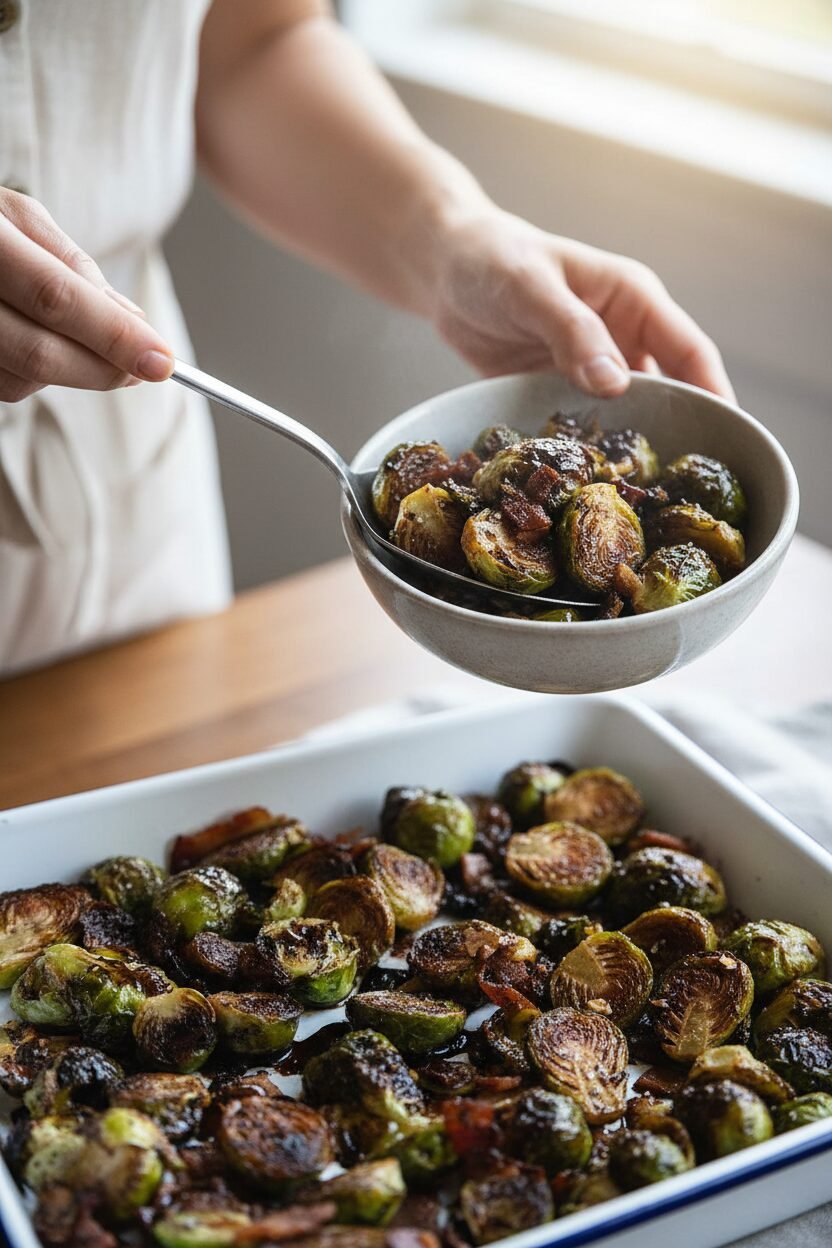 Balsamic Bacon Roasted Brussels Sprouts