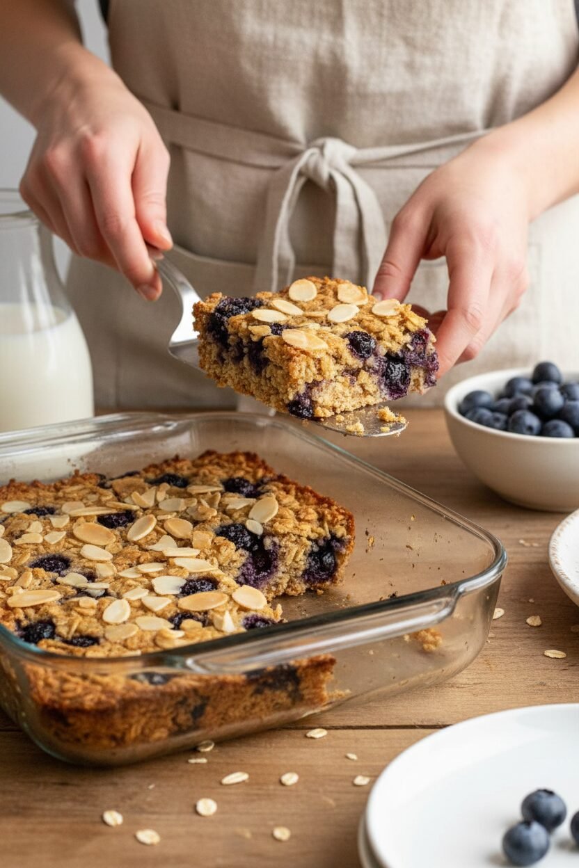 Blueberry Almond Baked Oatmeal Bars