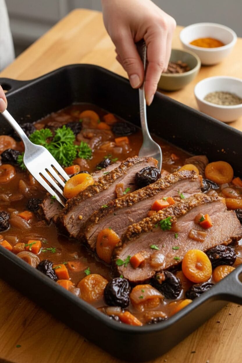 Braised Brisket with Red Wine and Plums