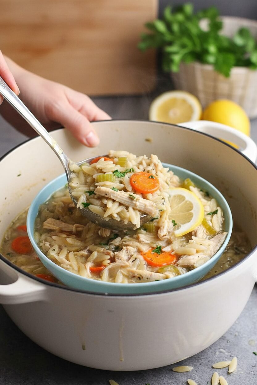 Bright Lemon Chicken Orzo Soup Recipe