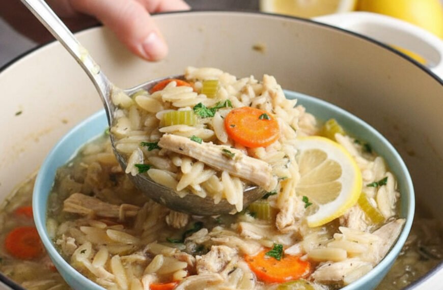 Healthy Lemon Chicken Orzo Soup (Better than Panera)