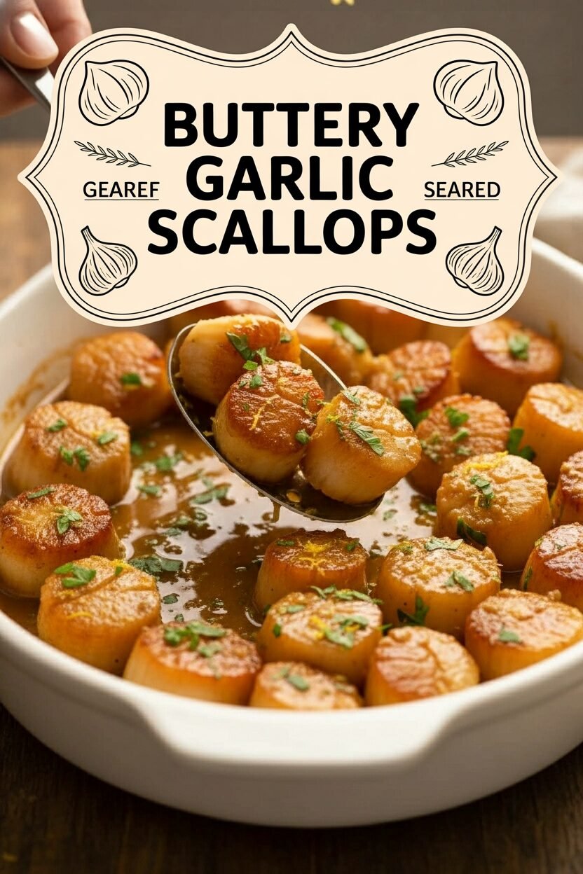 Buttery Garlic Seared Scallops