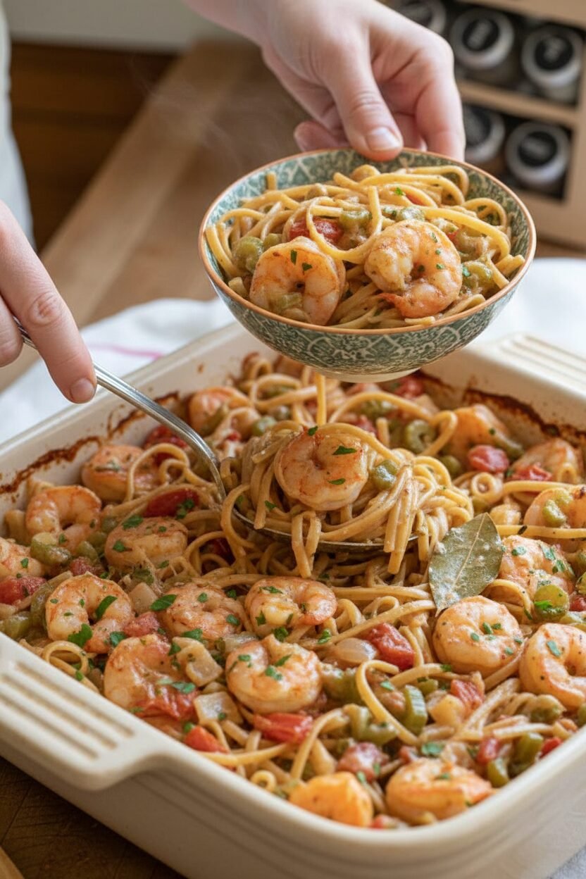 Cajun Shrimp in Creamy Garlic Pasta
