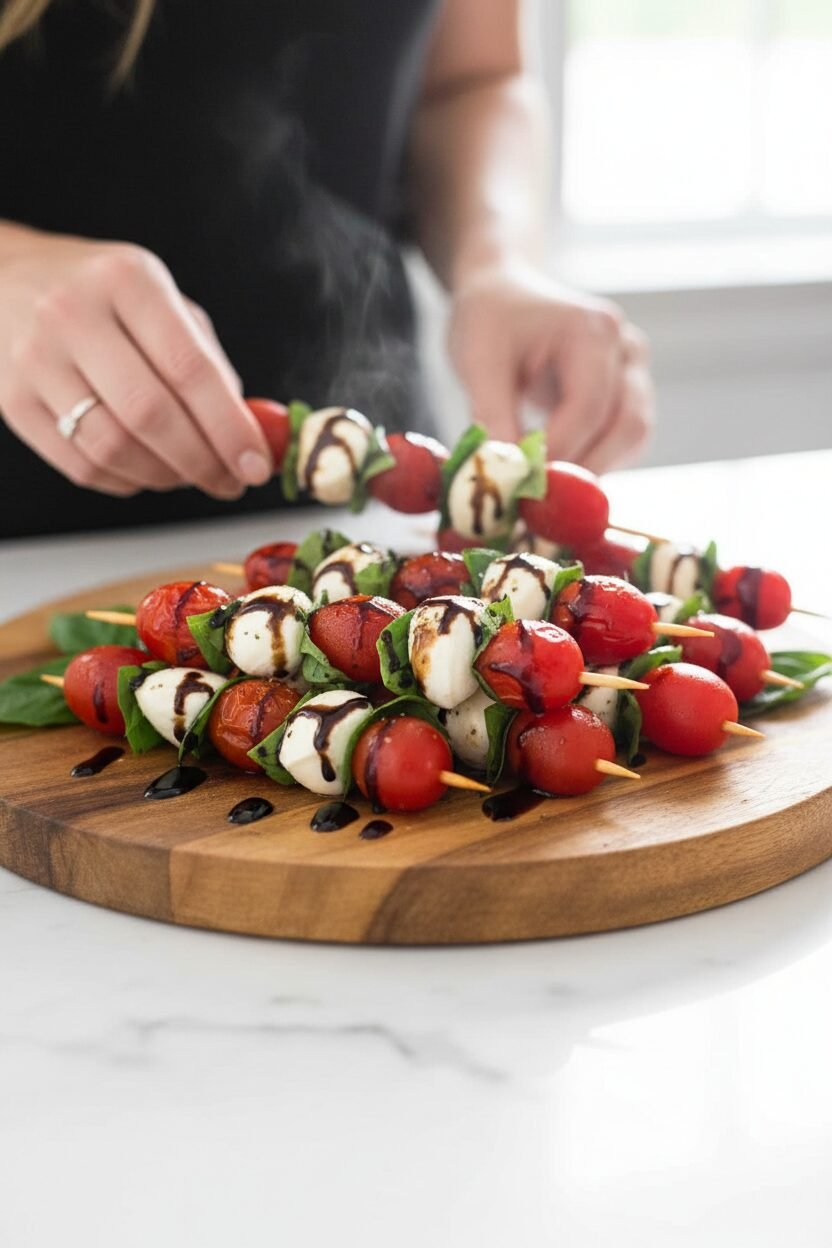 Caprese Skewers with Quick Balsamic Glaze