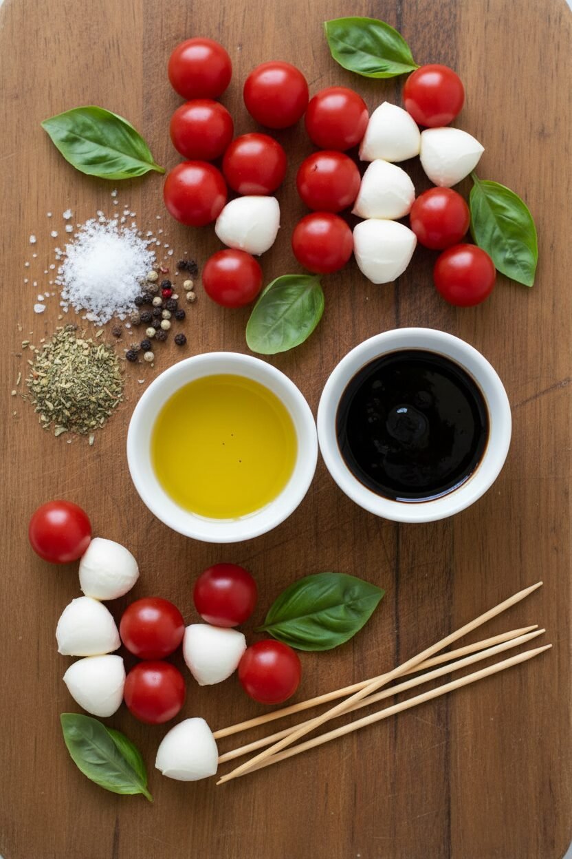Caprese Skewers with Quick Balsamic Glaze