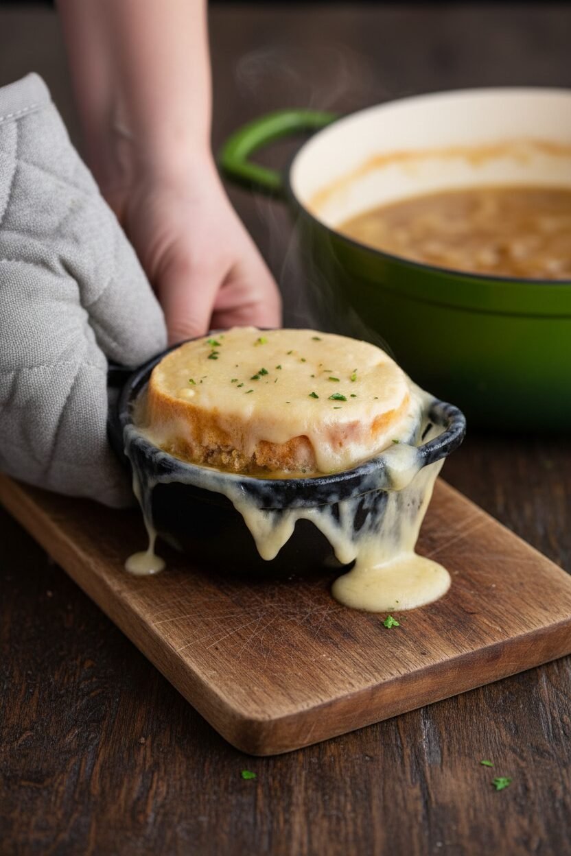 Caramelized Onion Soup with Gruyere Crouton
