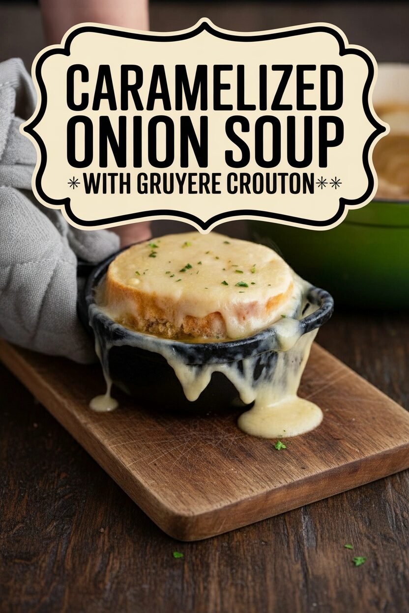 Caramelized Onion Soup with Gruyere Crouton