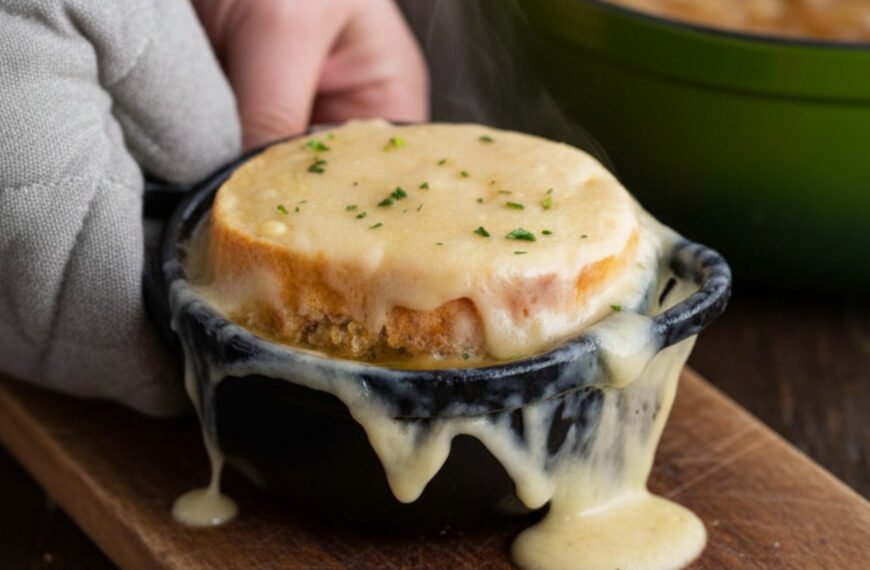Classic French Onion Soup with Melted Gruyere