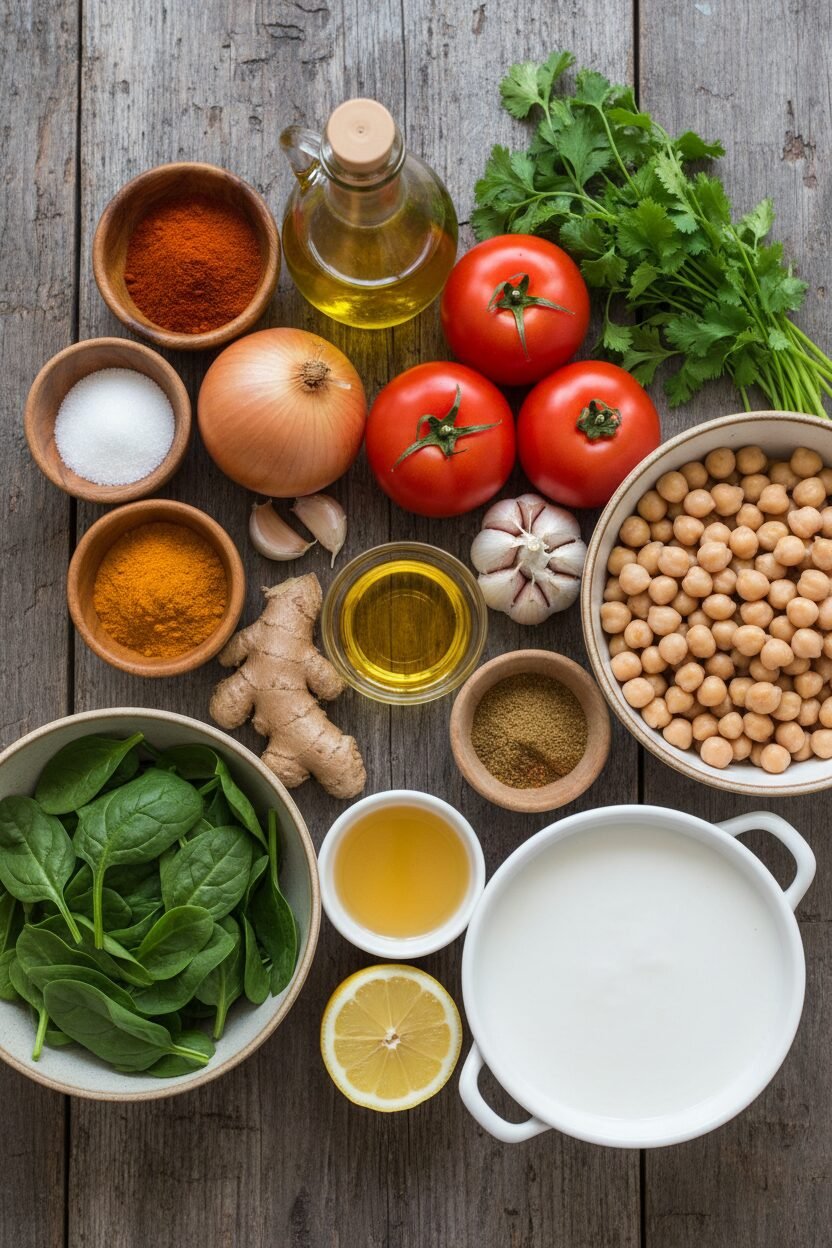 Chickpea Spinach Curry with Mediterranean Spices