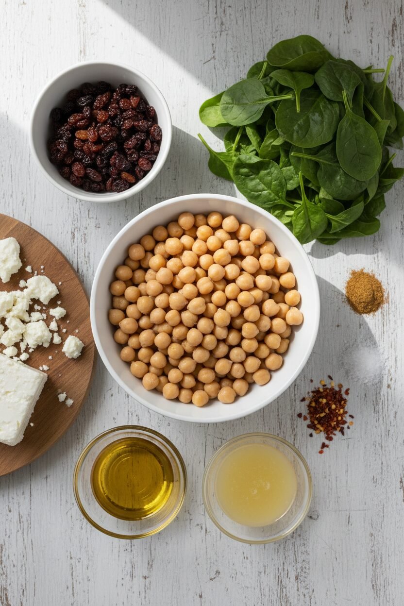 Chickpea Spinach Salad with Lemon Dressing
