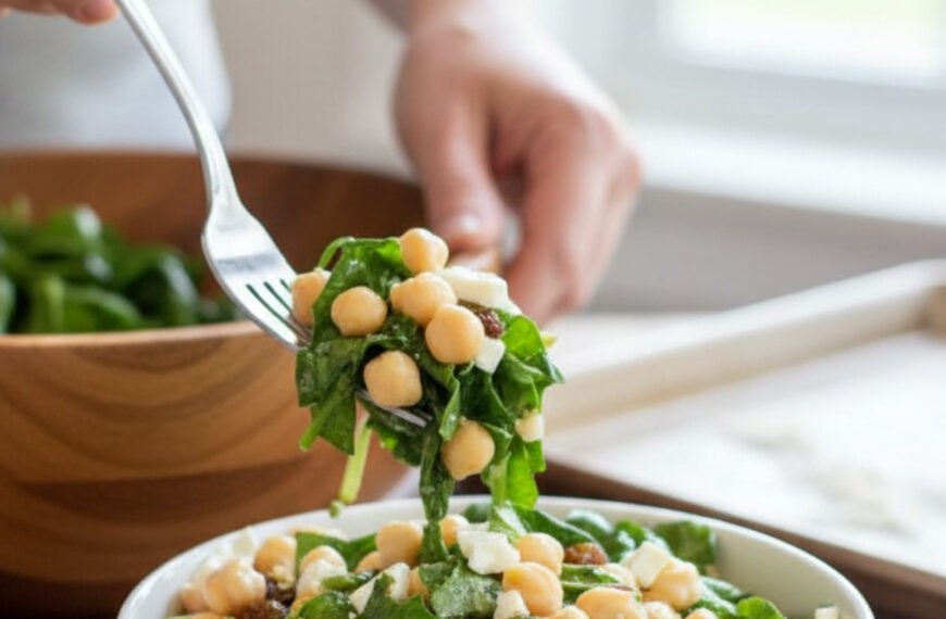 Chickpea Spinach Salad with Lemon Dressing
