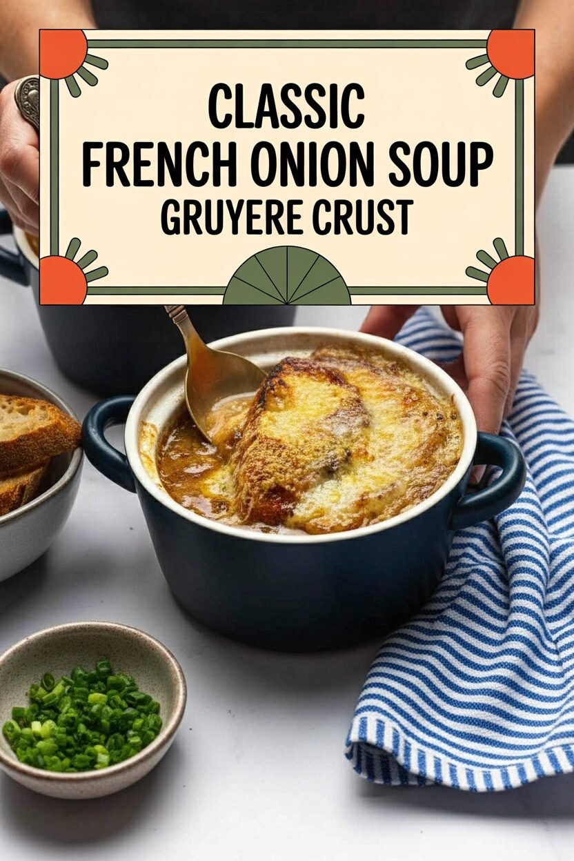 Classic French Onion Soup Gruyere Crust