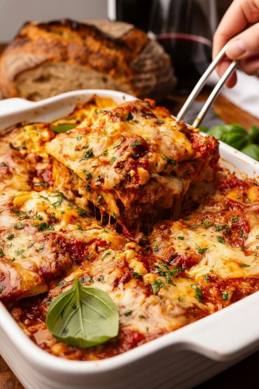 Classic Ricotta and Meat Sauce Lasagna