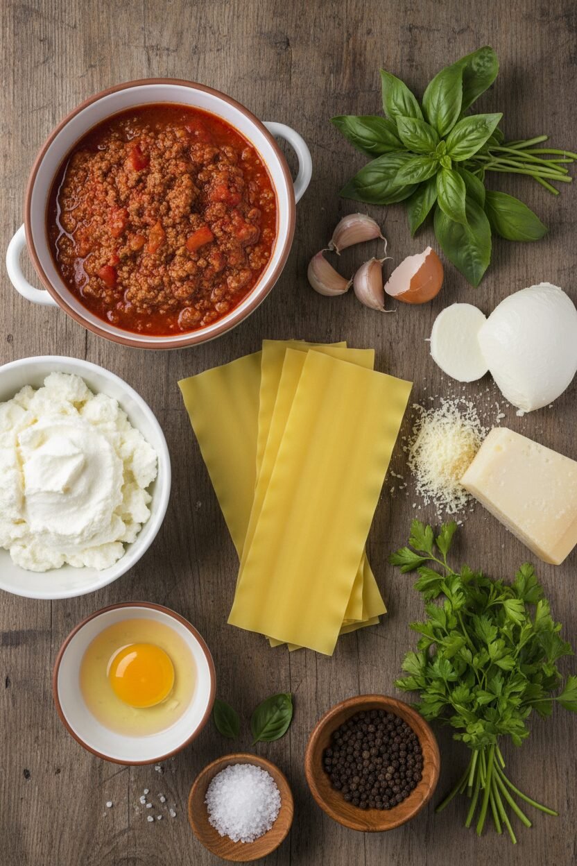 Classic Ricotta and Meat Sauce Lasagna