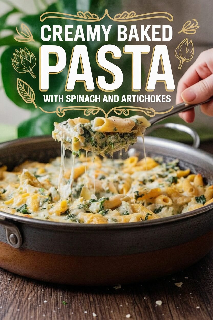 Creamy Baked Pasta with Spinach and Artichokes