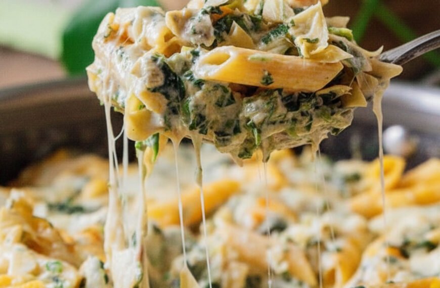 The Best Creamy Spinach Artichoke Pasta Bake