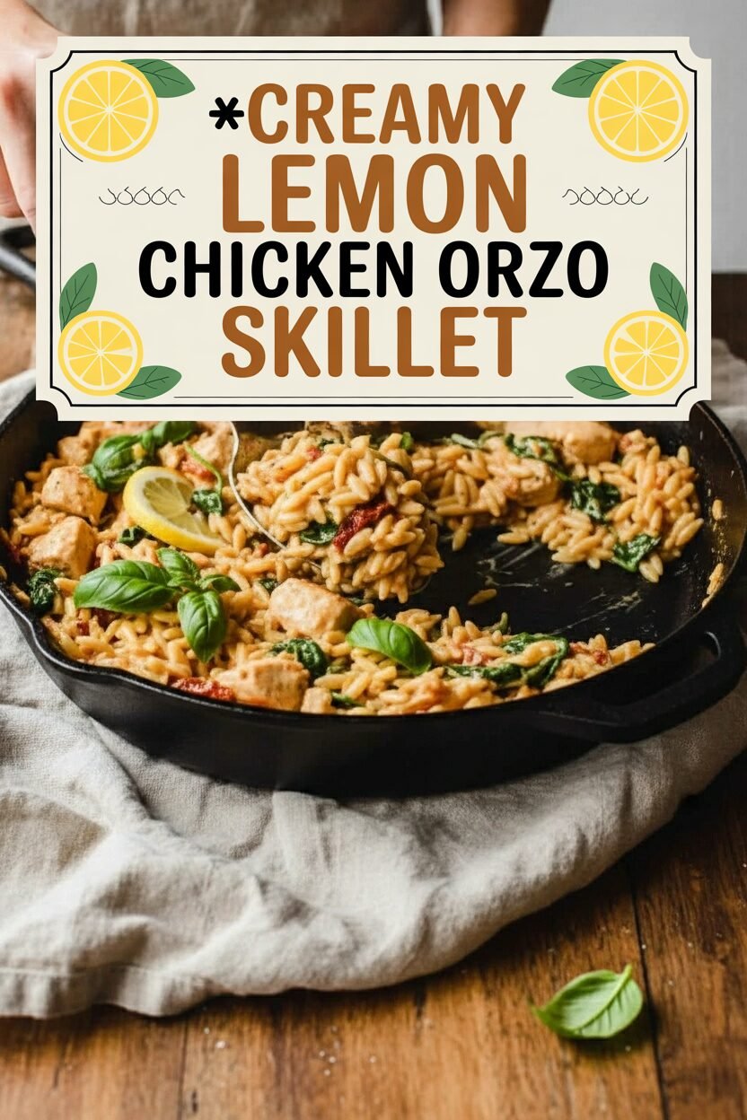 Creamy Lemon Chicken Orzo Skillet