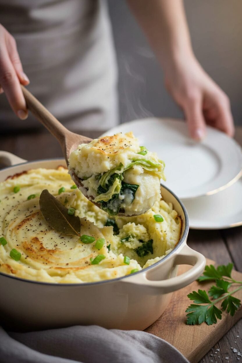Creamy Mashed Potatoes with Savory Cabbage