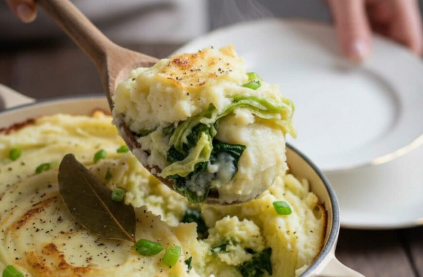 Traditional Irish Colcannon (Mashed Potatoes with Cabbage)
