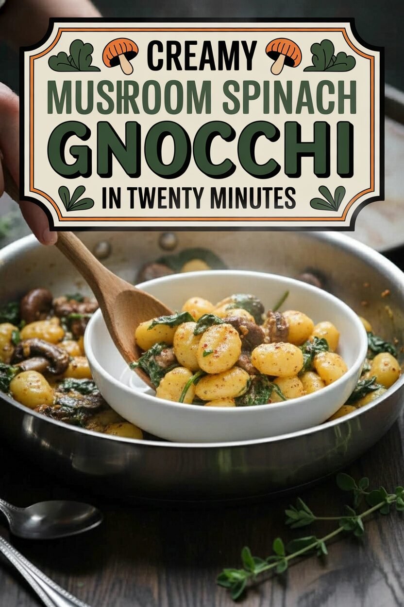 Creamy Mushroom Spinach Gnocchi in Twenty Minutes