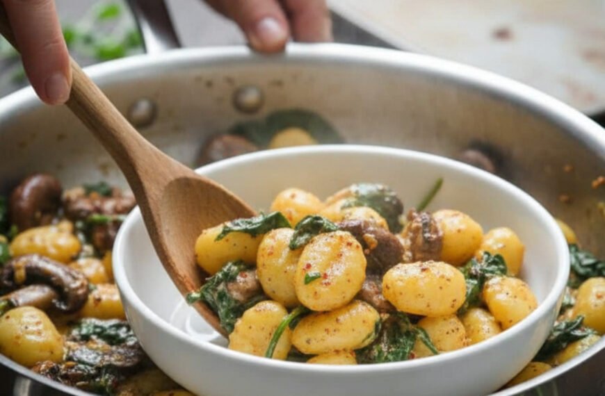 Quick 20-Minute Creamy Mushroom and Spinach Gnocchi