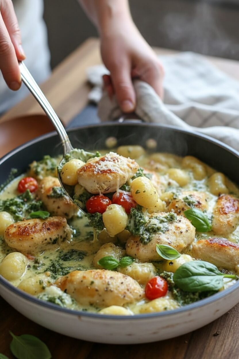 Creamy Pesto Chicken with Gnocchi